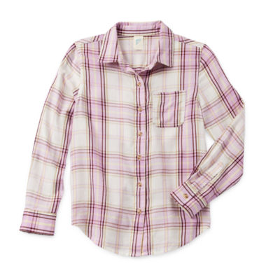 Thereabouts Little & Big Girls Long Sleeve Button-Down Shirt