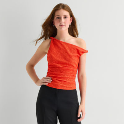by&by Womens Juniors Asymmetrical Neck Sleeveless Tank Top