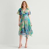 Rabbit Rabbit Rabbit Design Womens Short Sleeve Lace Midi Fit + Flare Dress,  Color: Pistachio - JCPenney