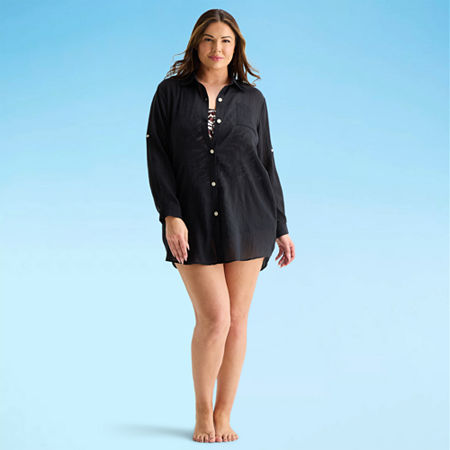 Sonnet Shores Womens Plus Dress Swimsuit Cover-Up