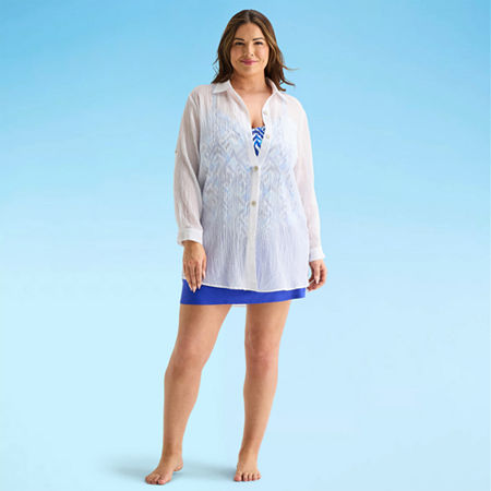 Sonnet Shores Womens Plus Dress Swimsuit Cover-Up