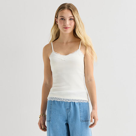 Forever 21 Womens Juniors Scoop Neck Sleeveless Camisole, Small, White