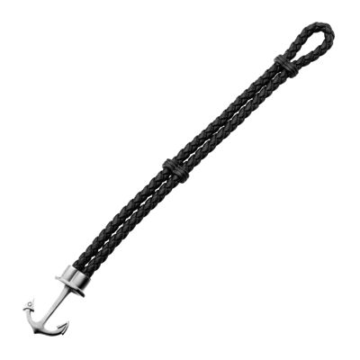 Inox® Jewelry Mens Stainless Steel Anchor & Leather Bracelet