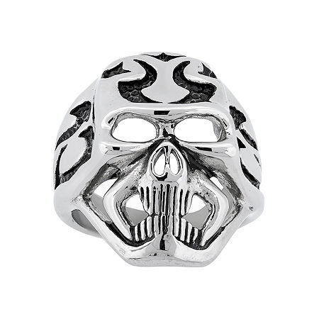 Mens Stainless Steel Skull Ring, 10