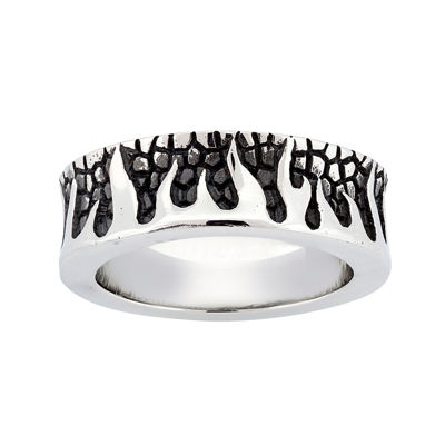 Mens Stainless Steel Flame Ring