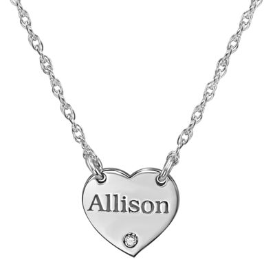 Personalized Diamond Accent Heart Name Pendant Necklace