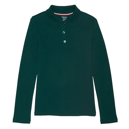 French Toast Little & Big Girls Long Sleeve Polo Shirt, X-large, Green