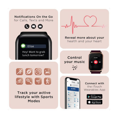 Kendall + Kylie Womens Multi-Function Black Smart Watch 900112b-42-G41