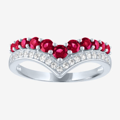 Lab Created Red Ruby Sterling Silver Band