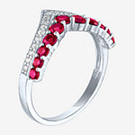 Lab Created Red Ruby Sterling Silver Band