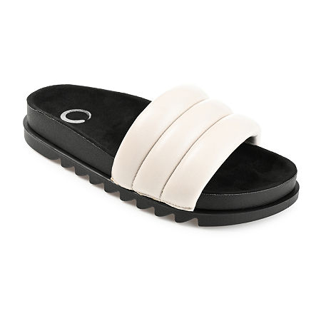 Journee Collection Womens Lazro Slide Sandals, 8 Medium, White