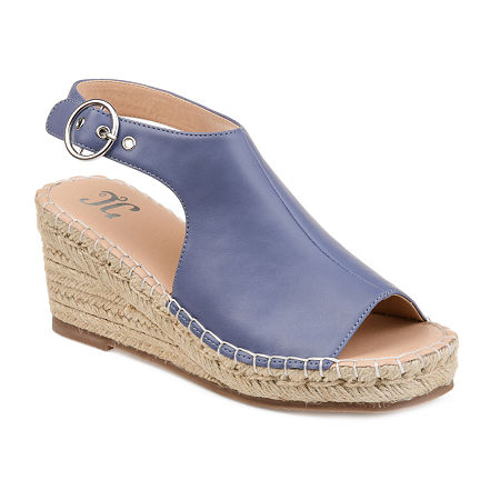 Journee Collection Womens Crew Wedge Sandals, 8 Medium, Blue