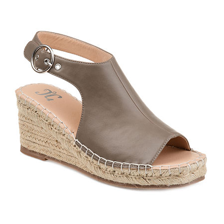 Journee Collection Womens Crew Wedge Sandals, 6 Wide, Beige