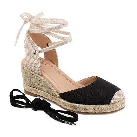  Womens > shoes > Pumps-Journee Collection Womens Monte Lace-up Round Toe Espadrille Wedge