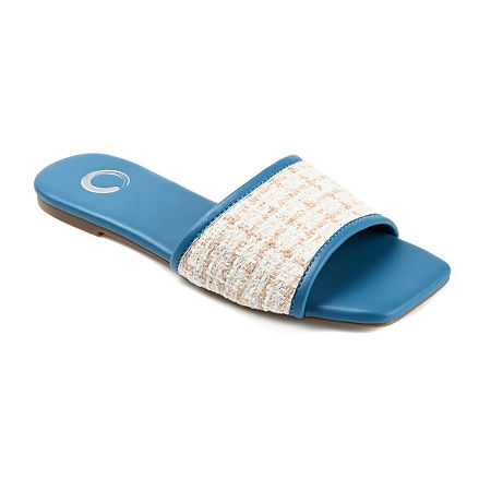 Journee Collection Womens Mikala Flat Sandals, 8 Medium, Blue