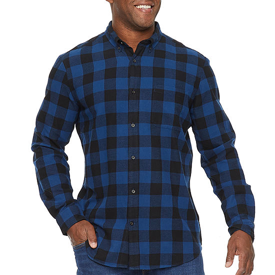 St. John's Bay Big and Tall Mens Classic Fit Long Sleeve Plaid Button-Down Flannel Shirt
