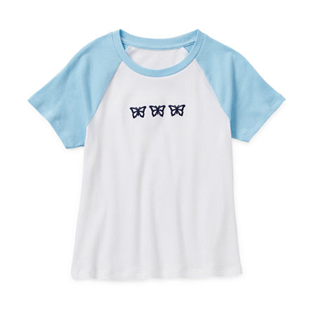 Thereabouts Little & Big Girls Round Neck Short Sleeve Graphic T-Shirt, X-small , Blue
