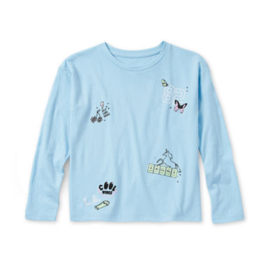 Thereabouts Little & Big Girls Round Neck Long Sleeve Graphic T-Shirt