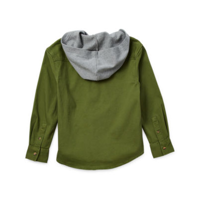 Thereabouts Little & Big Boys Hooded Long Sleeve Button-Down Shirt