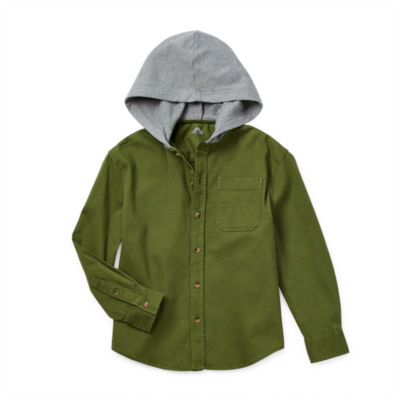 Thereabouts Little & Big Boys Hooded Long Sleeve Button-Down Shirt