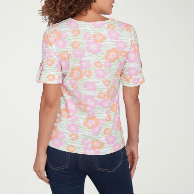 Hearts Of Palm Womens V Neck Short Sleeve T-Shirt