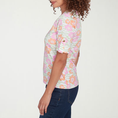 Hearts Of Palm Womens V Neck Short Sleeve T-Shirt