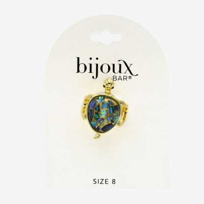 Bijoux Bar Gold Tone Turtle Womens Abalone Cocktail Ring
