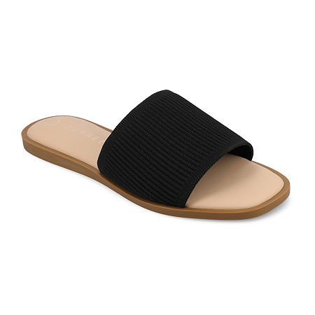 Journee Collection Womens Prisilla Flat Sandals, 9 Medium, Black