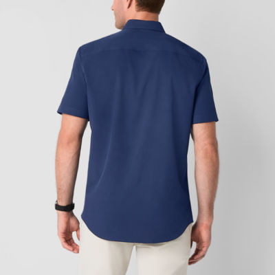 St. John's Bay Performance Mens Moisture Wicking Slim Fit Short Sleeve Button-Down Shirt
