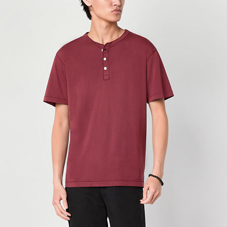 Arizona Mens Short Sleeve Henley Shirt, X-large, Red