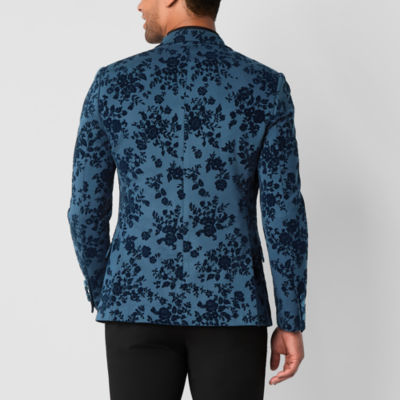 J. Ferrar Mens Floral Stretch Fabric Slim Fit Tuxedo Jacket