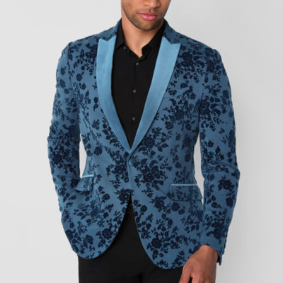 J. Ferrar Mens Floral Stretch Fabric Slim Fit Tuxedo Jacket