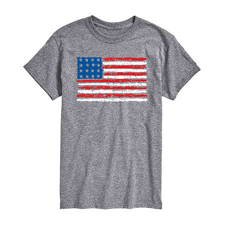 Big and Tall Mens Crew Neck Short Sleeve Classic Fit Americana Graphic T-Shirt, 4x-large Tall, Gray