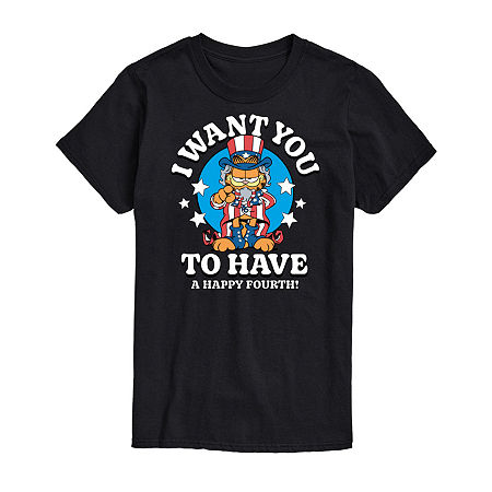 Big and Tall Mens Crew Neck Short Sleeve Classic Fit Americana Garfield Graphic T-Shirt, 4x-large Tall, Black