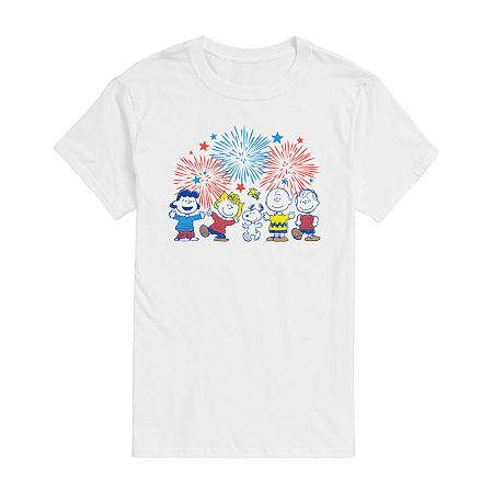 Big and Tall Mens Crew Neck Short Sleeve Classic Fit Americana Peanuts Snoopy Graphic T-Shirt, 4x-large Tall, White