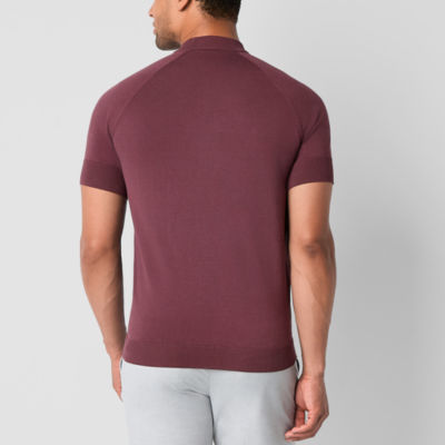 J. Ferrar Mens Mock Neck Short Sleeve Pullover Sweater