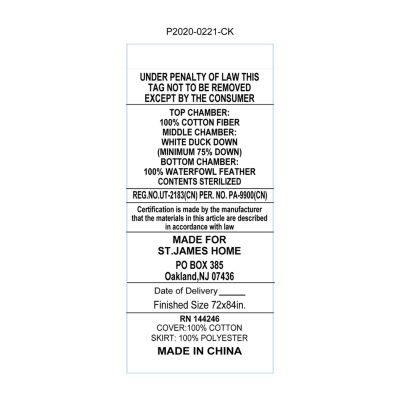 St. James Home Triple Chamber Down & Feather Mattress Topper 