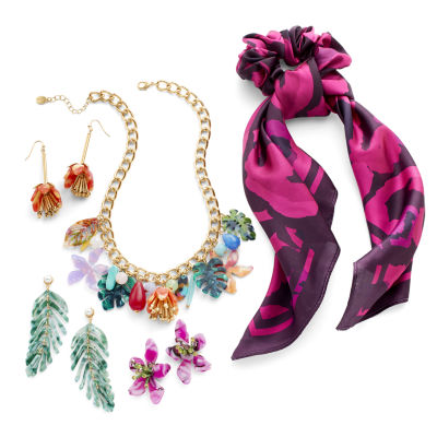 Bijoux Bar Gold Tone Stainless Steel Flower Drop Earrings