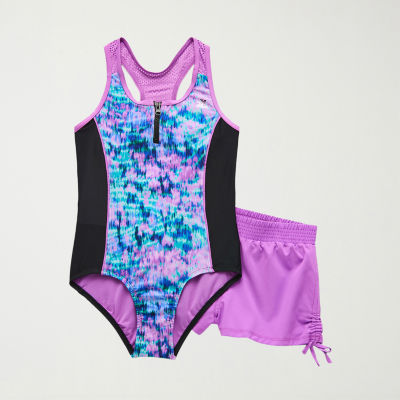 ZeroXposur Big Kid Girls Floral Plus One Piece Swimsuit