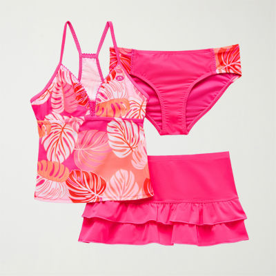 ZeroXposur Big Kid Girls Leaf 3-pc. Plus Tankini Set