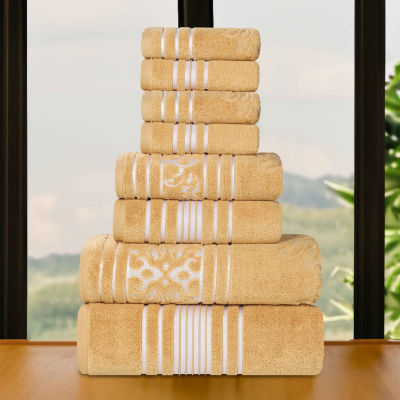 SUPERIOR® Sadie Zero Twist Jacquard Solid Cotton 8-pc. Quick Dry Bath Towel Set