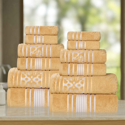 SUPERIOR® Sadie Zero Twist Jacquard Solid Cotton 12-pc. Quick Dry Bath Towel Set