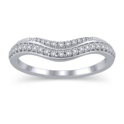 Womens 1/5 CT. Natural White Diamond 10K Gold Curved Wedding Ring Enhancer