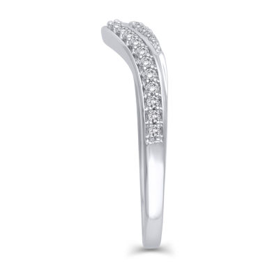 Womens 1/5 CT. Natural White Diamond 10K Gold Curved Wedding Ring Enhancer