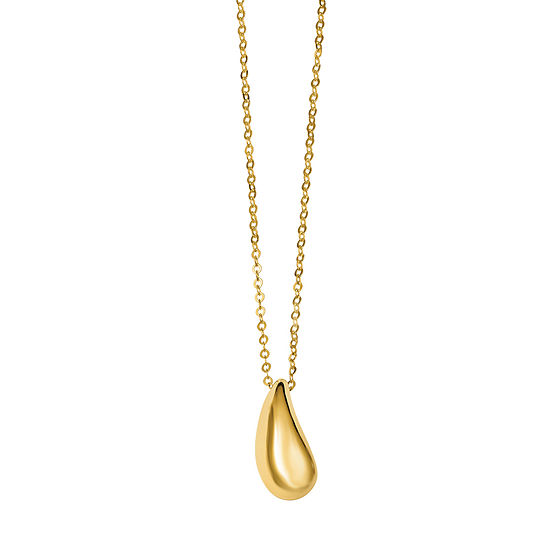 Womens 14K Gold Pear Teardrop Pendant Necklace