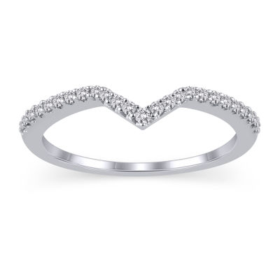 Womens 1/6 CT. T.W. Natural White Diamond 10K White Gold Ring Enhancer