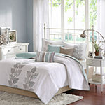 Madison Park Rochelle Embroidered Leaf Reversible 6-pc. Coverlet Set