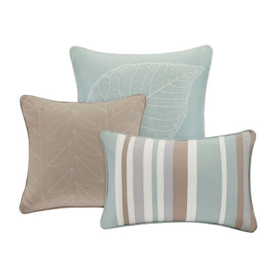 Madison Park Rochelle 6-Pc Embroidered Leaf Quilt Set With Throw Pillows