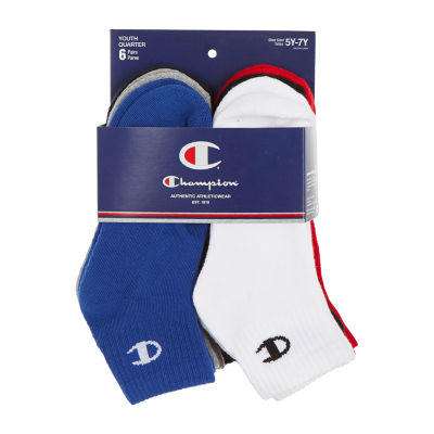 Champion Big Kid Boys Multi-Pack 6 Pair Quarter Ankle Socks