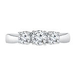 Love Lives Forever Womens 1 1/2 CT. T.W. Genuine White Diamond 10K White Gold Round 3-Stone Engagement Ring